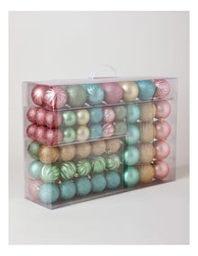 Candyland Christmas 100pk Shatterproof Baubles 5/6/7cm in Pastels