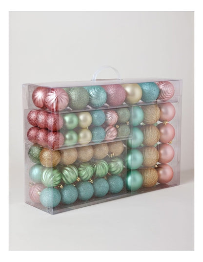 Candyland Christmas 100pk Shatterproof Baubles 5/6/7cm in Pastels