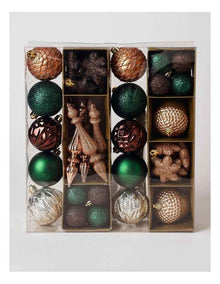 Harvest Christmas 50pk Shatterproof Ornaments 6cm in Bronze/Mocha/Green