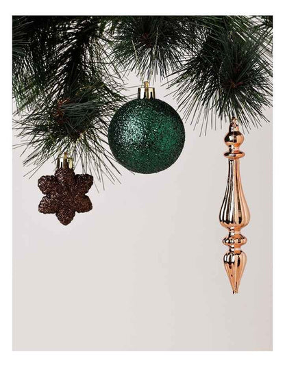 Harvest Christmas 50pk Shatterproof Ornaments 6cm in Bronze/Mocha/Green