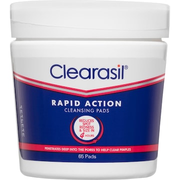 Clearasil Rapid Action Pimple Face Cleanser Pads 65 pack