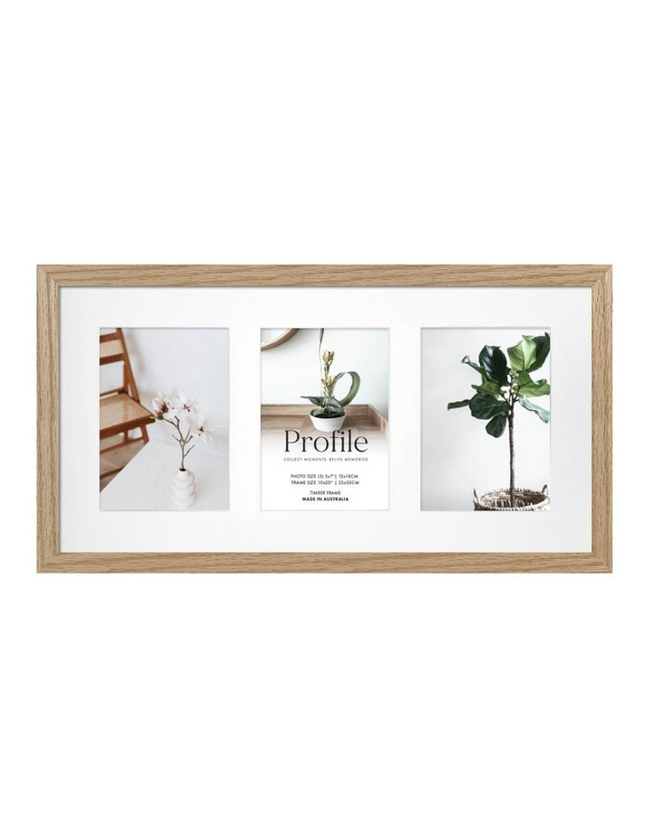 Australian Made Timber Collage Photo Frame 10x20"/5x7"(3) in Natural Oak