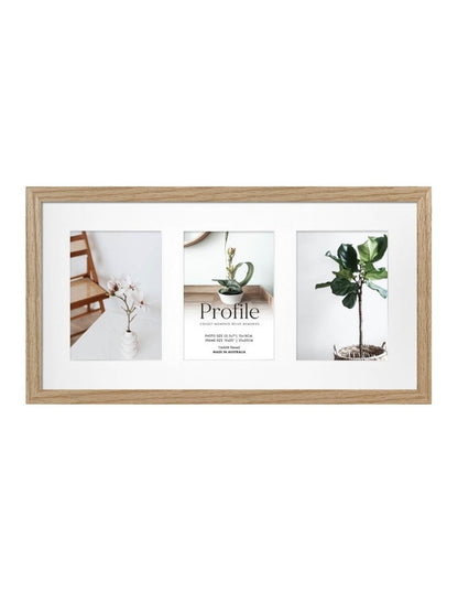 Australian Made Timber Collage Photo Frame 10x20"/5x7"(3) in Natural Oak