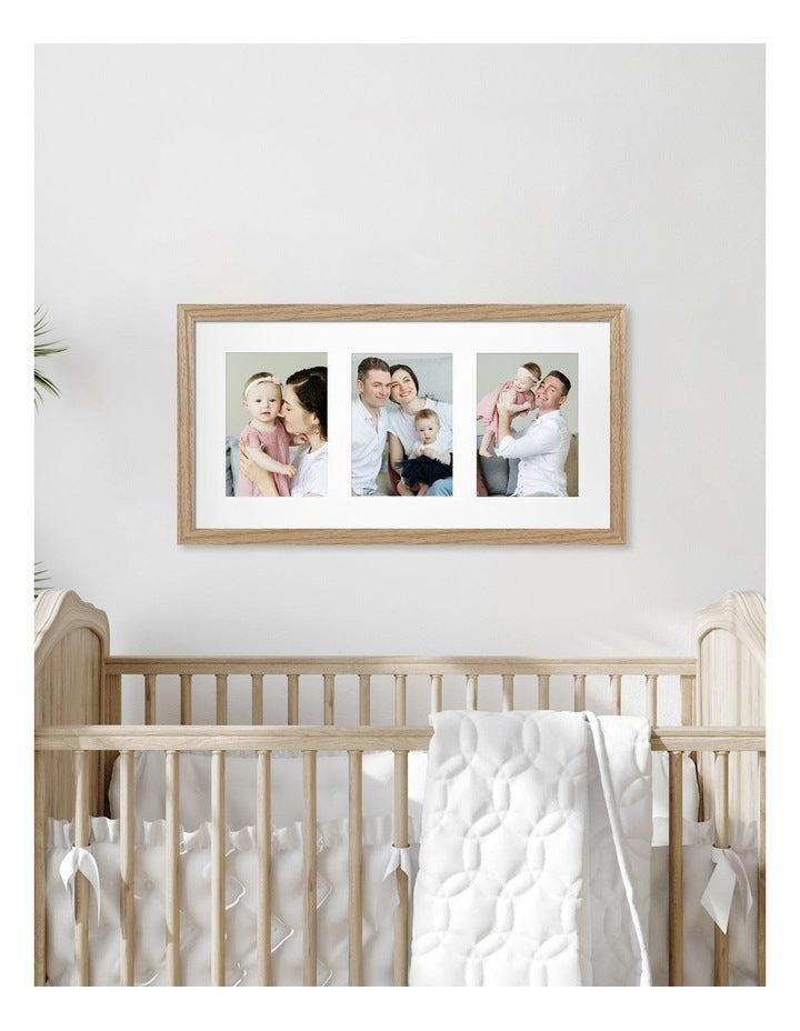 Australian Made Timber Collage Photo Frame 10x20"/5x7"(3) in Natural Oak