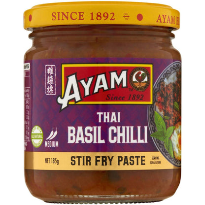 Ayam Stir Fry Paste Thai Basil Chilli Medium 185g