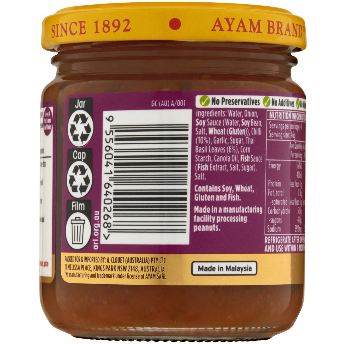 Ayam Stir Fry Paste Thai Basil Chilli Medium 185g