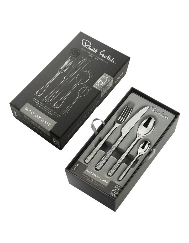 Blockley Slate Cutlery Set 24 Piece Gift Boxed in Silver