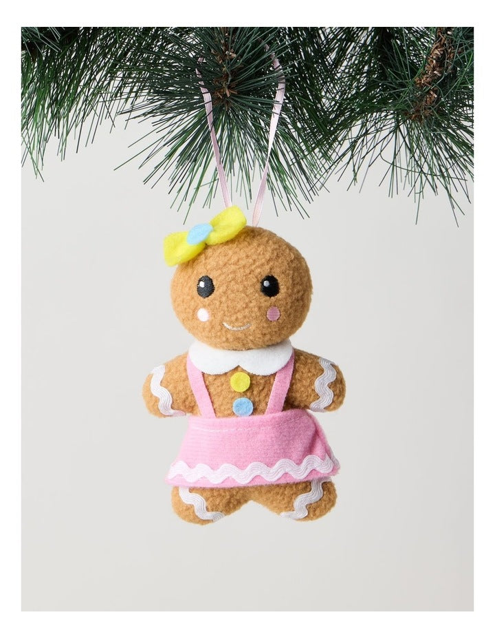 Nostalgia Christmas Assorted Plush Gingerbread Ornament 9cm in Multi