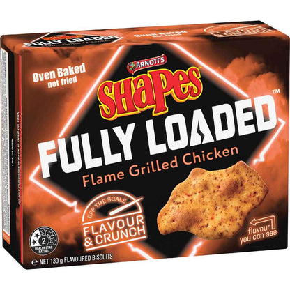 Arnotts Shapes Fully Loaded Flame Grilled Chicken Crackers 130g