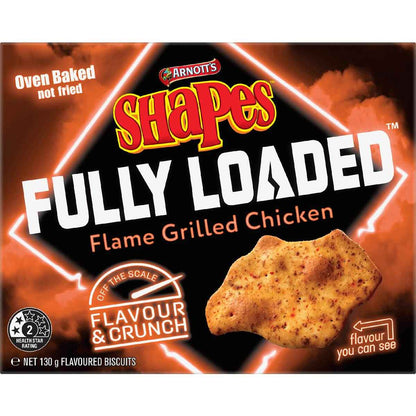 Arnotts Shapes Fully Loaded Flame Grilled Chicken Crackers 130g