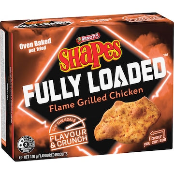 Arnott's Shapes Fully Loaded Flame Grilled Chicken Crackers 130g