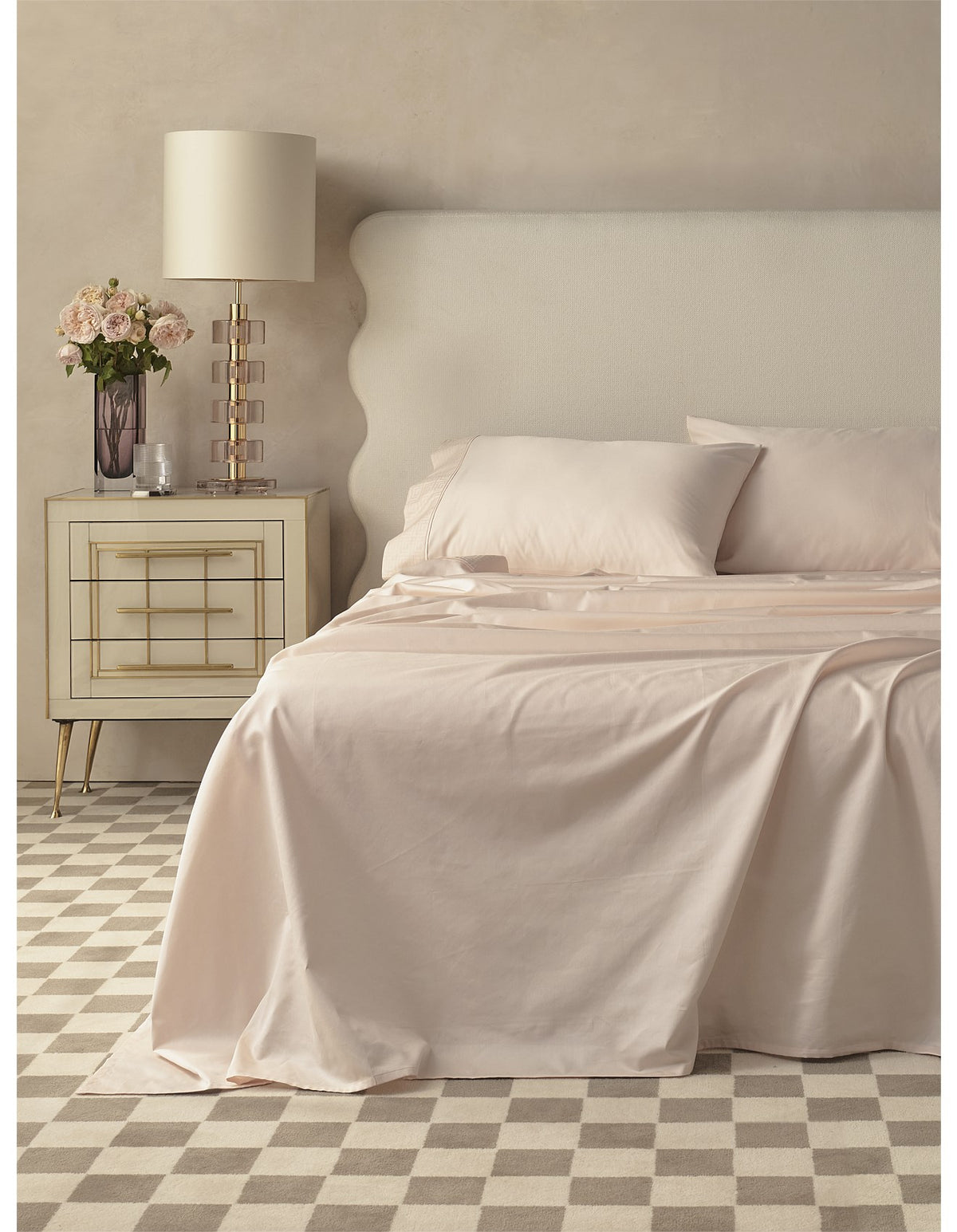 JACQUARD QUEEN BED SHEET SET BLUSH