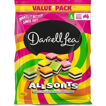 Darrell Lea Liquorice Allsorts Share Bag 470g