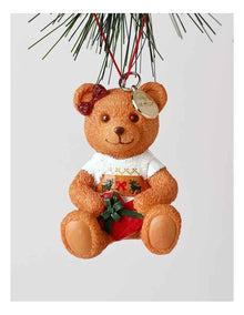 Resin 2025 Christmas Daisy Charity Bear Ornament 9cm in Red/Green
