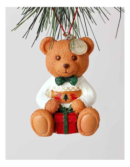 Resin 2025 Christmas Dawson Charity Bear Ornament 9cm in Red/Green