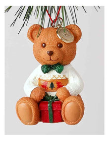 Resin 2025 Christmas Dawson Charity Bear Ornament 9cm in Red/Green