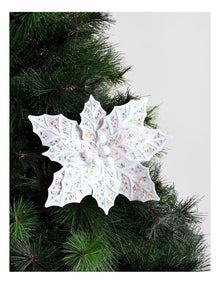 Nostalgia Christmas Fabric Sprinkle Poinsettia Pick 50cm in White