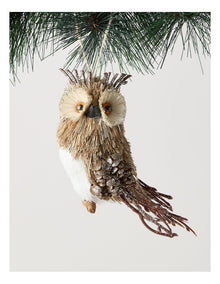 Harvest Christmas Brushed Owl Ornament 15cm in Brown