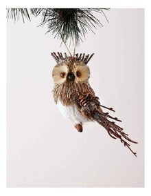 Harvest Christmas Brushed Owl Ornament 15cm in Brown