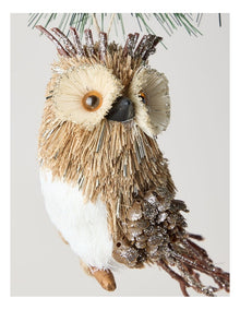 Harvest Christmas Brushed Owl Ornament 15cm in Brown