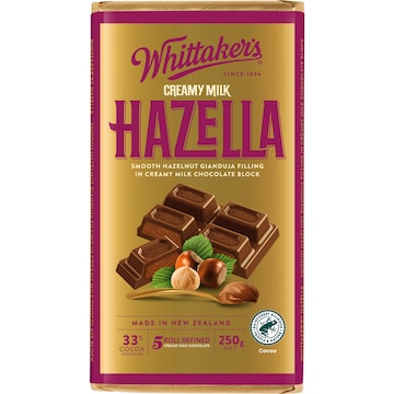 Whittaker's Creamy Milk Hazella Chocolate Block 250g
