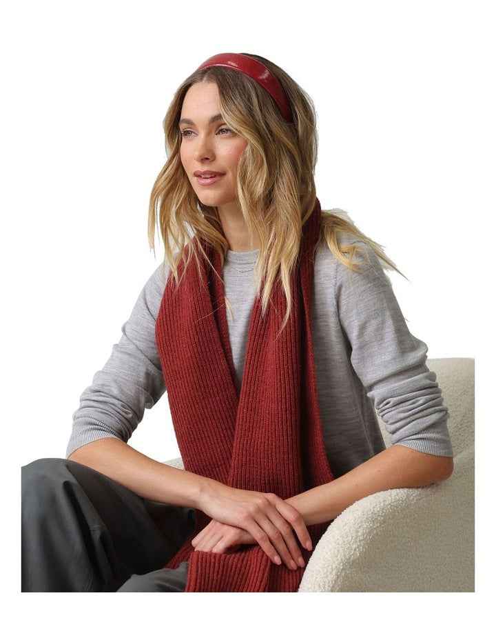 Melody Faux Leather Headband in Burgundy