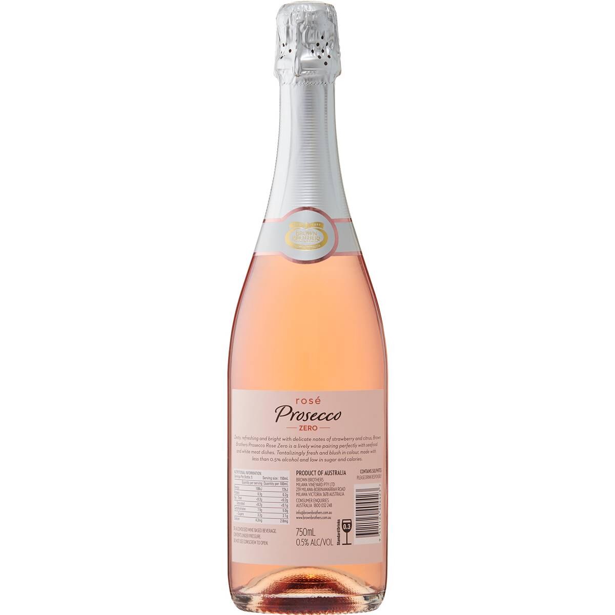 Brown Brothers Prosecco Rose Zero 750mL