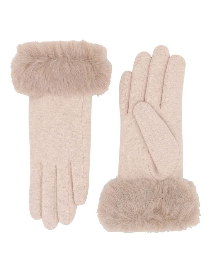 Tammy Faux Fur Gloves in Cream