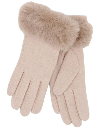 Tammy Faux Fur Gloves in Cream