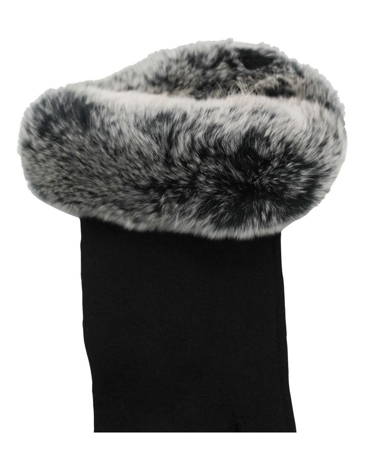 Sally Faux Fur Gloves in Black