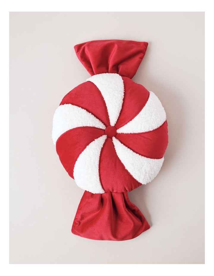 Candyland Christmas Candy Cushion 50cm in Red/White