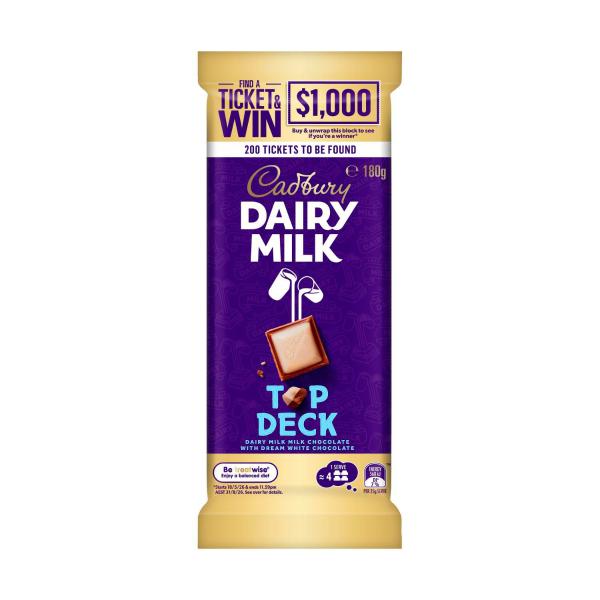 CADBURY FAMILY BLOCK CHOCOLATE:TOP DECK:.:180 GRAM