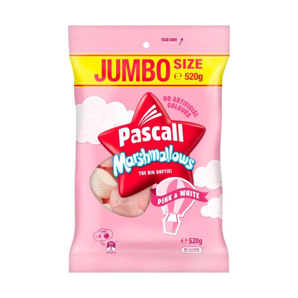 PASCALL PINK AND WHITE MARSHMALLOWS JUMBO PACK 520G
