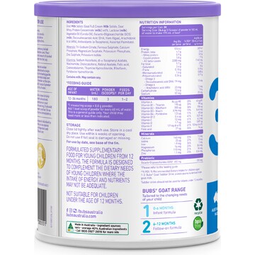 Bubs Goat Formula Stage 3 800g