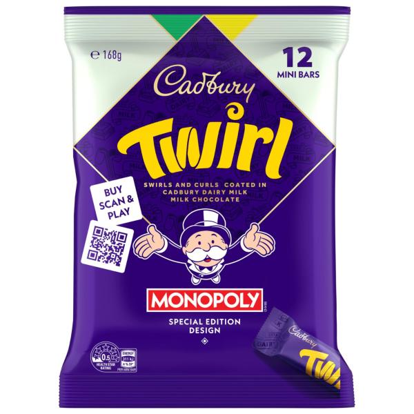 CADBURY TWIRL CHOCOLATE SHAREPACK 12 PACK 168G