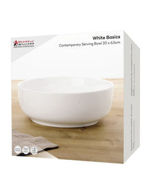 Basics Contemporary Serving Bowl Gift Boxed 20x6.5cm in White