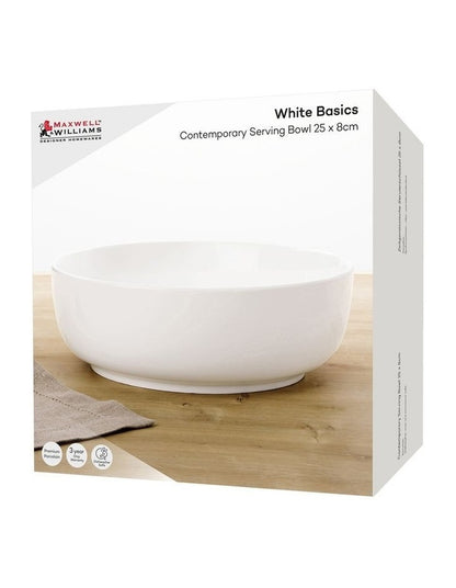 Basics Contemporary Serving Bowl 25x8cm in White