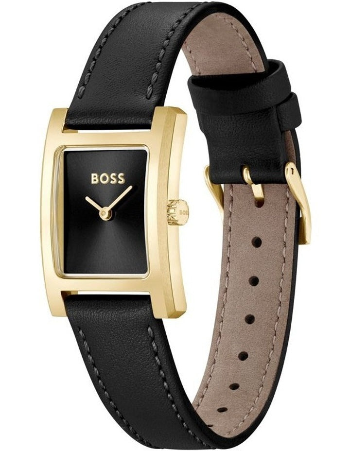 Lucy Leather Dial Watch in Black