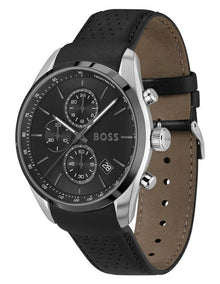 Grand Prix 44 Leather Dial Watch in Black