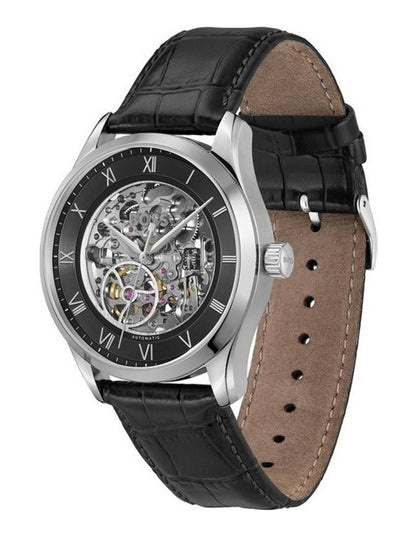 Principle Skeleton Calfskin Dial Watch in Black