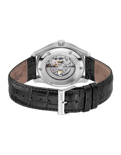 Principle Skeleton Calfskin Dial Watch in Black