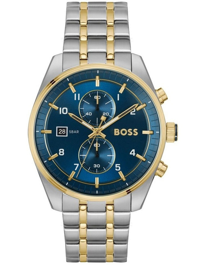 Skytraveller Stainless Steel And Ionic Plated Steel Watch in Blue