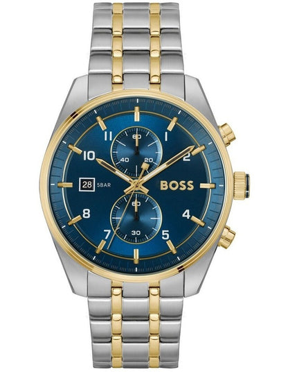Skytraveller Stainless Steel And Ionic Plated Steel Watch in Blue