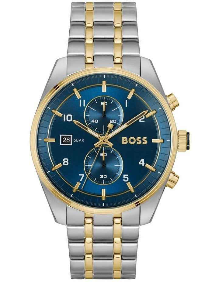 Skytraveller Stainless Steel And Ionic Plated Steel Watch in Blue