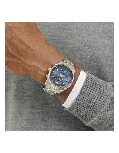 Skytraveller Stainless Steel And Ionic Plated Steel Watch in Blue