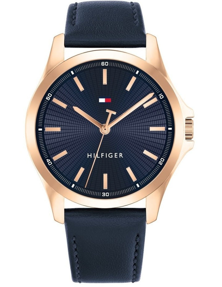 Bruce Leather Watch in Navy