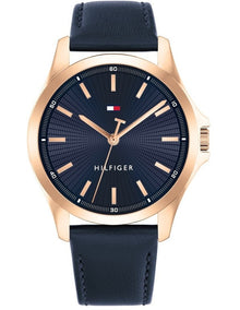 Bruce Leather Watch in Navy