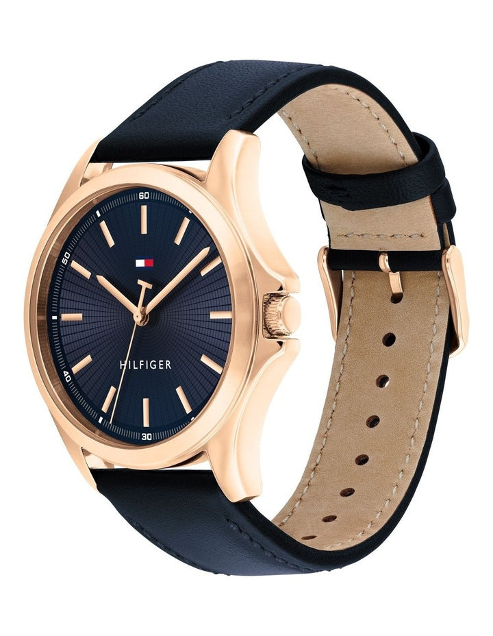 Bruce Leather Watch in Navy