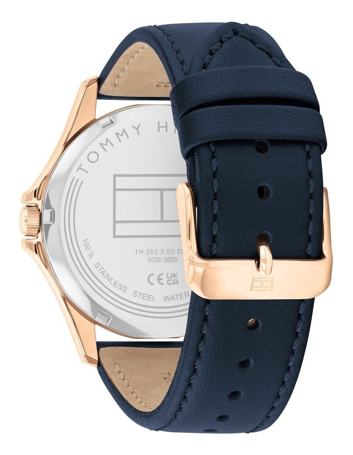 Bruce Leather Watch in Navy
