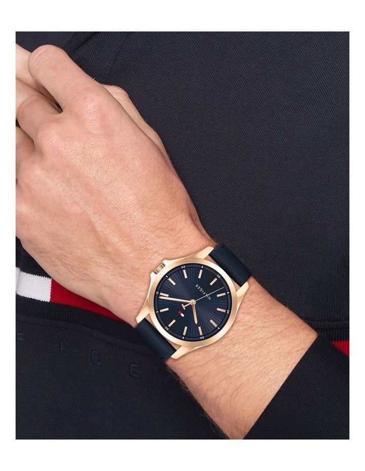 Bruce Leather Watch in Navy